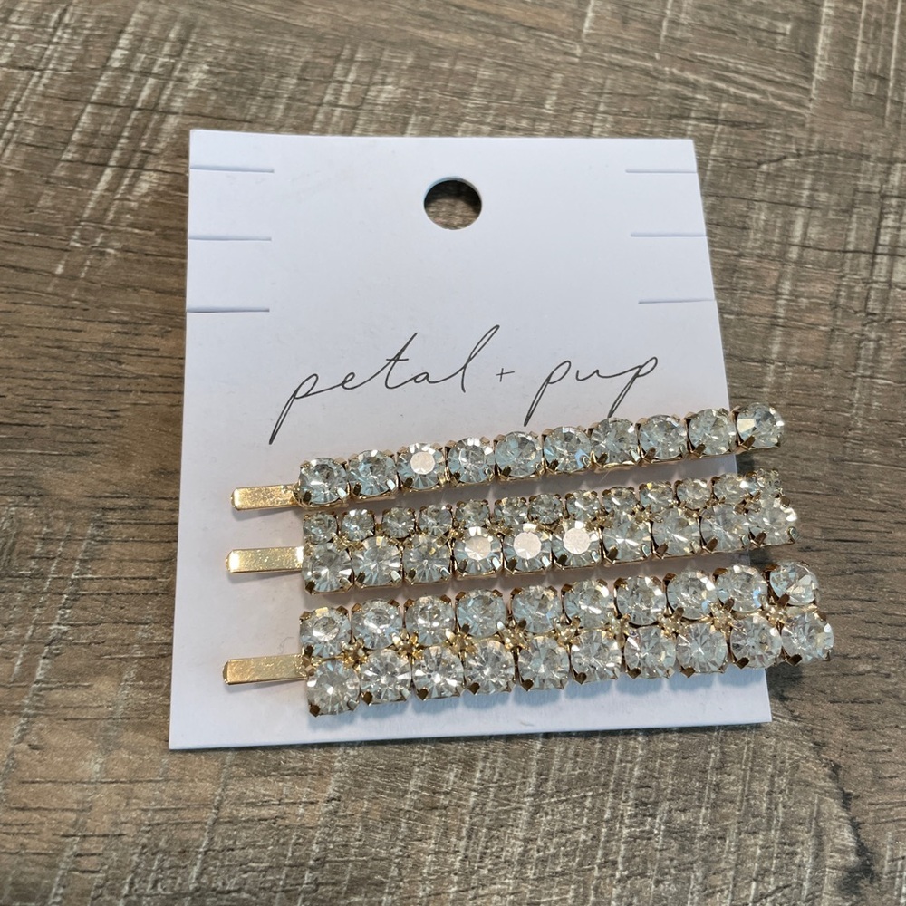 NEW Petal + Pup Gold and Crystal Hair Clips